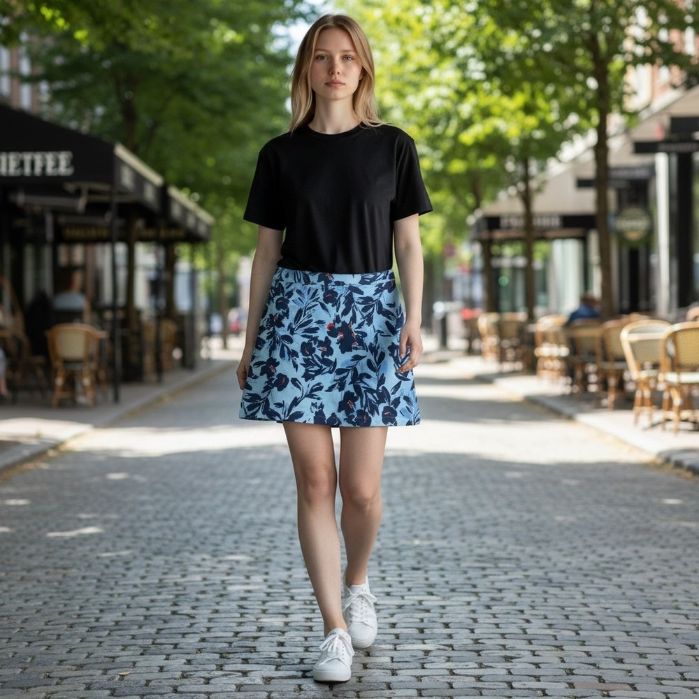 Rafaella Floral Active Skort 10 Blue Tropical Print Golf Tennis Mini Skirt